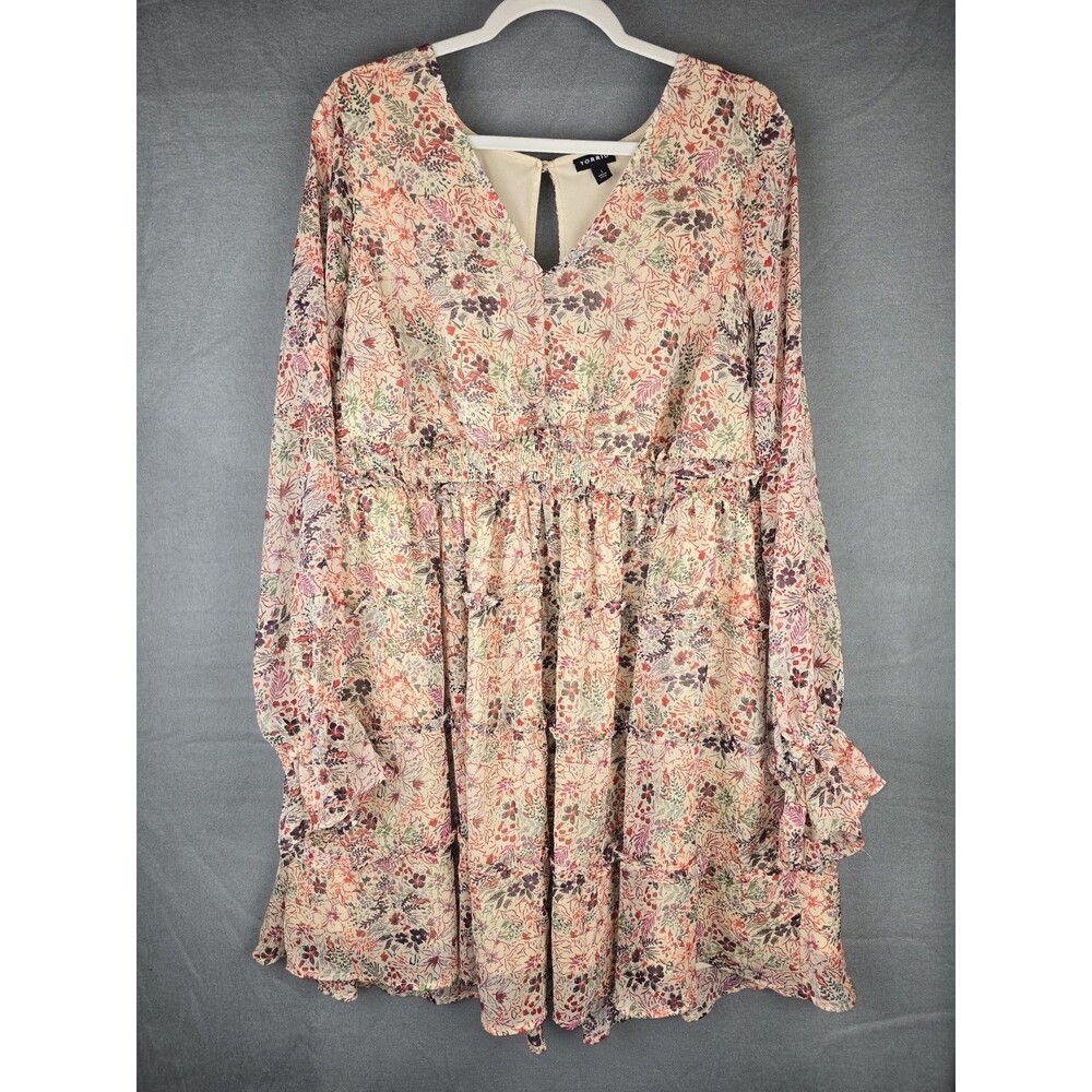 Torrid Mini Lurex Chiffon Tiered Dress size 1‎ Boho Fairy Cottagecore Western